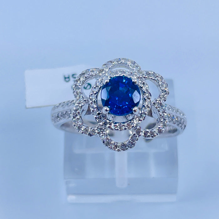 14kt White Gold 1.05ct Sapphire and .53ctw Diamond Ring