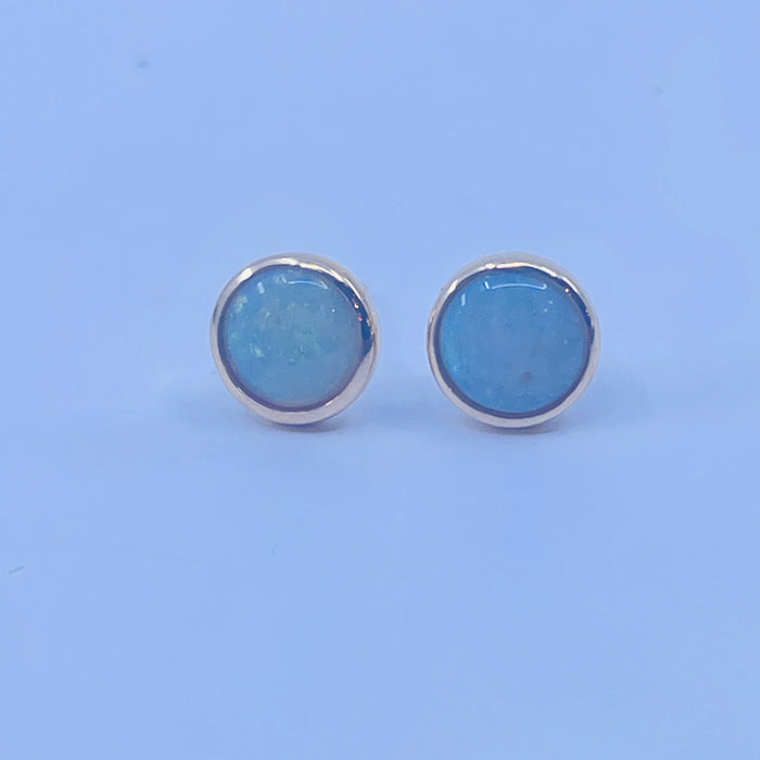 14kt Yellow Gold bezel set Opal Earrings