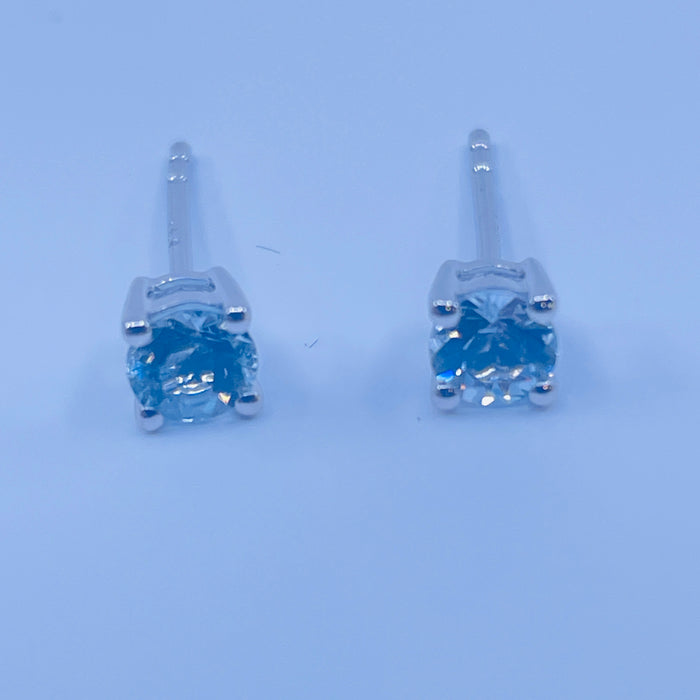 14kt White Gold 4mm Aquamarine Earrings