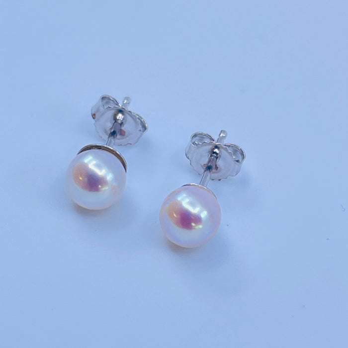 14kt White Gold 6mm Akoya Pearl stud earrings
