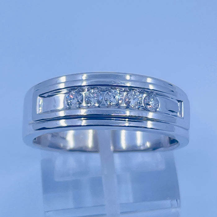 10kt White Gold 5 Diamond Band