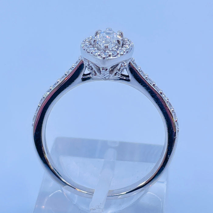 14kt White Gold Marquise Diamond halo engagement ring