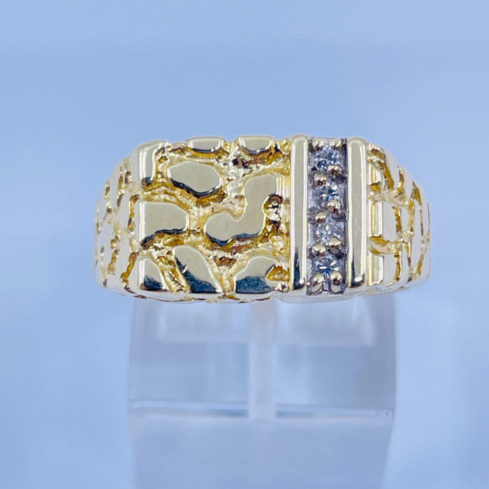 14kt Yellow Gold 4 diamond nugget style ring
