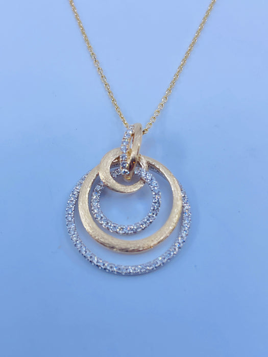 14kt TuTone .57ctw Diamond Triple Circle Pendant