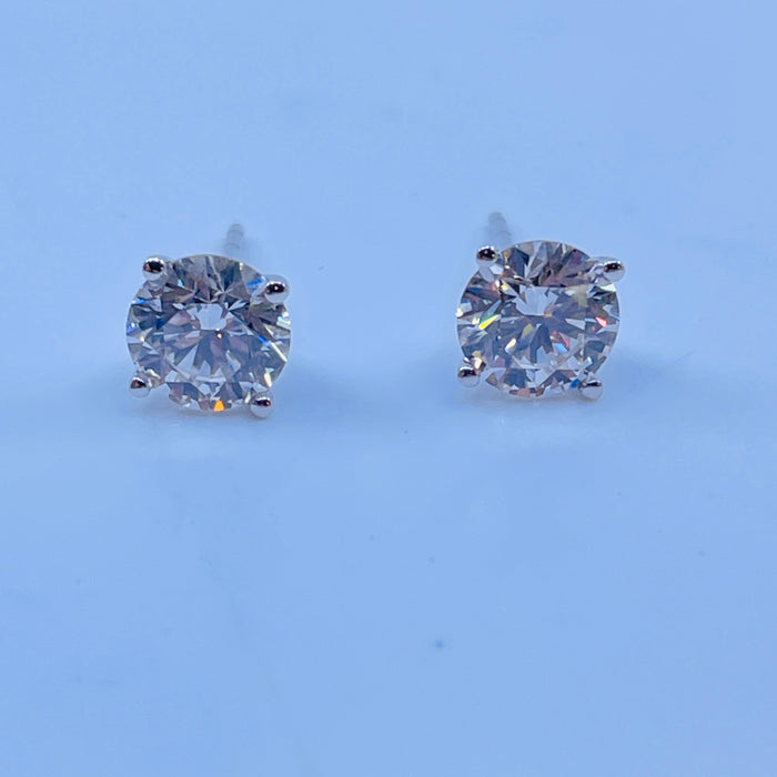 14kt White Gold 2.00ctw VVS Round lab grown Diamond Stud Earrings