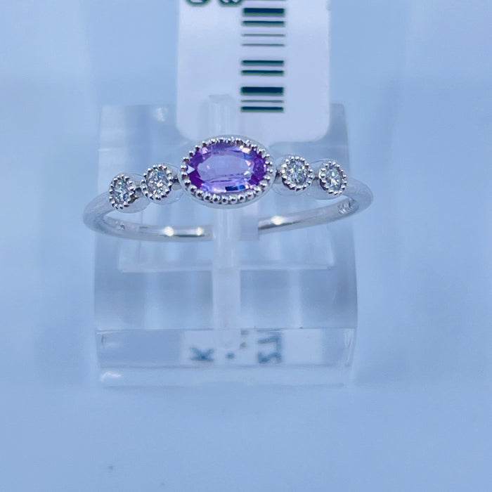 14kt White Gold .30ct Pink Sapphire and .09ctw Diamond Ring