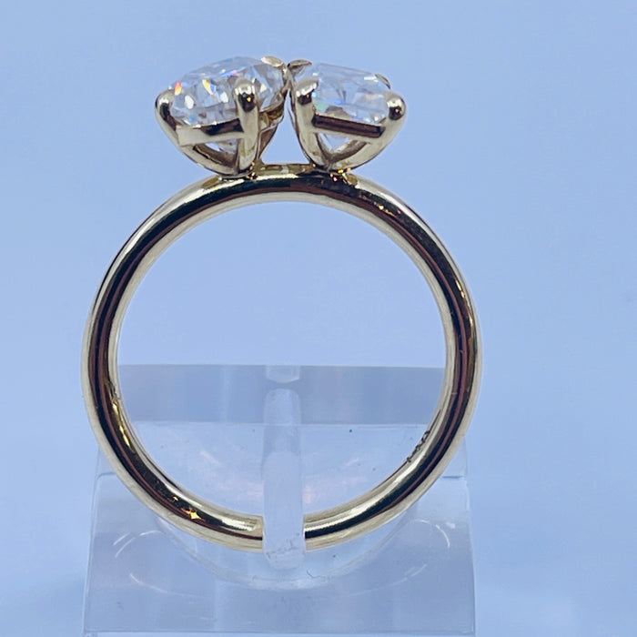 14kt Pear/Emerald cut Moissanite Ring