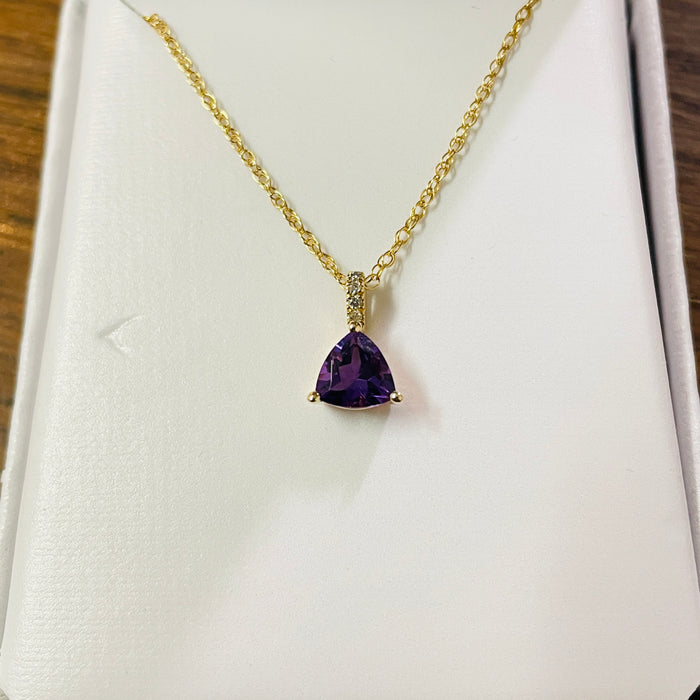 14kt Yellow Gold Amethyst and Diamond pendant