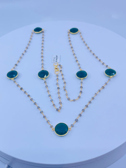 36” Green Onyx station Necklace