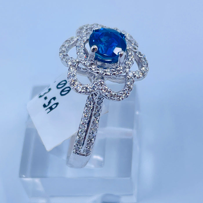 14kt White Gold 1.05ct Sapphire and .53ctw Diamond Ring