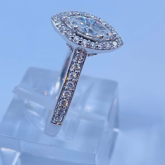 14kt White Gold Marquise Diamond halo engagement ring