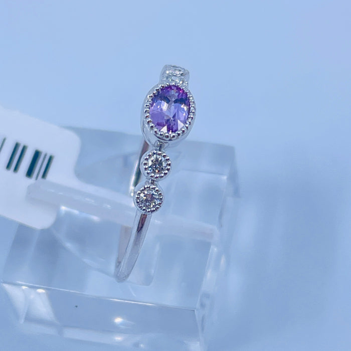 14kt White Gold .30ct Pink Sapphire and .09ctw Diamond Ring
