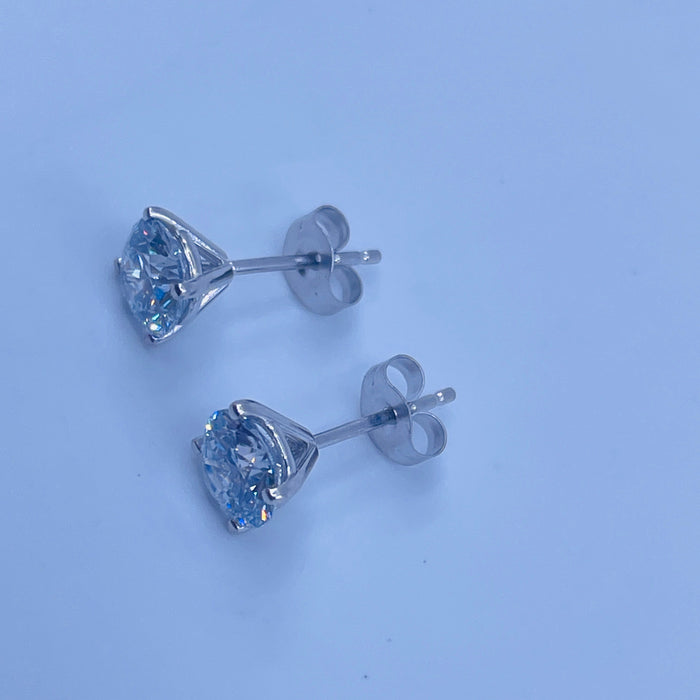 14kt White Gold 1 1/2ctw round brilliant cut lab grown diamond 4-prong martini stud earrings