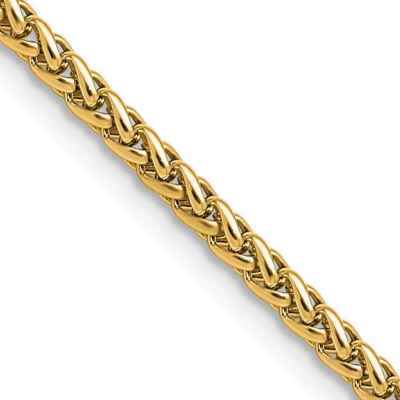 Stainless Steel Polished Yellow IP-plated 3mm 24 inch Wheat Chain