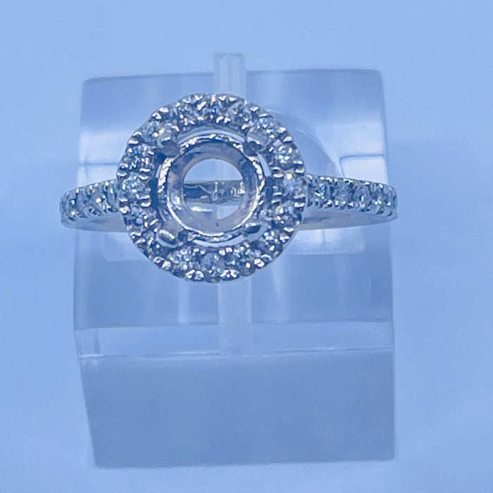 14kt White Gold Diamond halo Mounting for 6.5mm