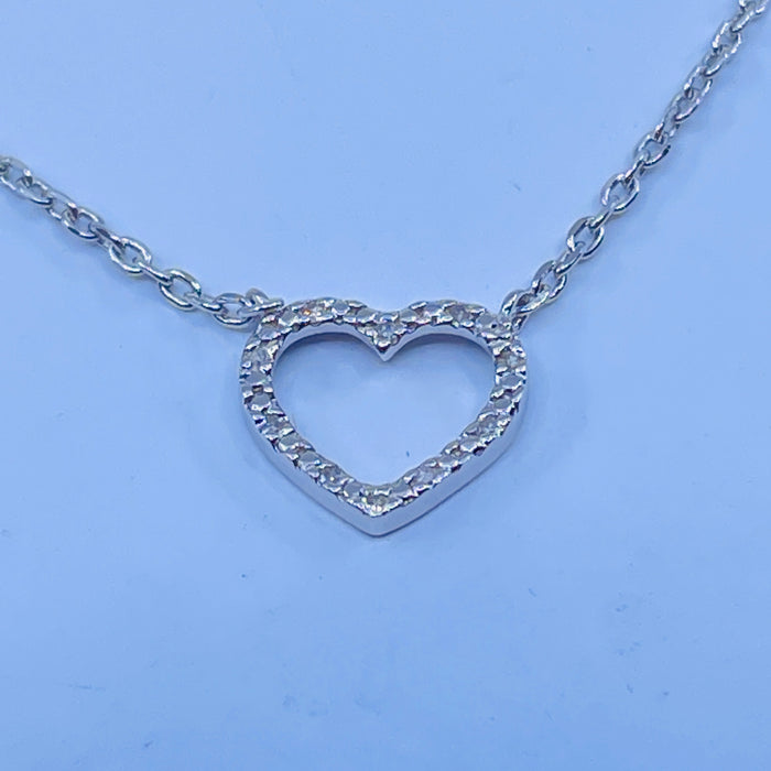 Sterling Silver Diamond Heart Necklace