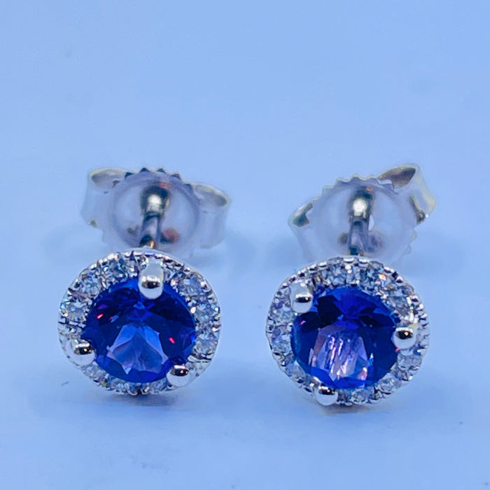 14kt White Gold Amethyst and Diamond Earrings
