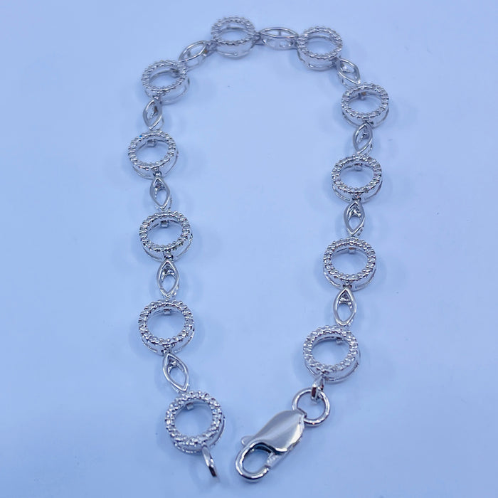 Sterling Silver 11 circle Bracelet with diamonds