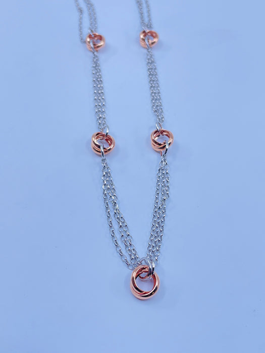 Sterling Silver Necklace with twisted Rose links