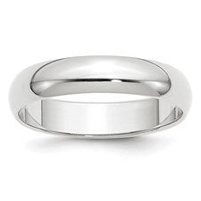 14k White Gold 5mm Half-Round Wedding Band Size 10