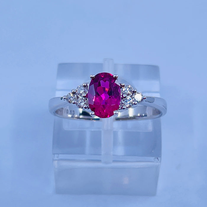 14kt White Gold .77ct Pink Tourmaline and .13ctw diamond Ring