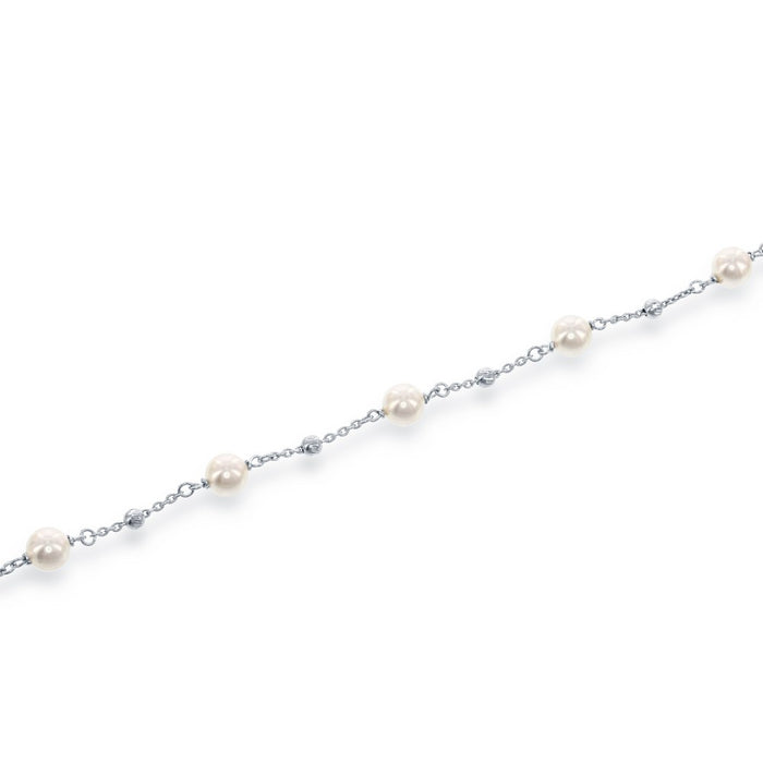 Sterling Silver 6mm Pearls with Moon Beads Bracelet