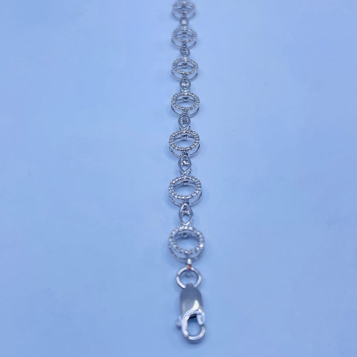 Sterling Silver 11 circle Bracelet with diamonds