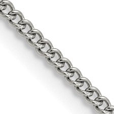 Stainless Steel Polished 2.25mm 24 inch Round Curb Chain