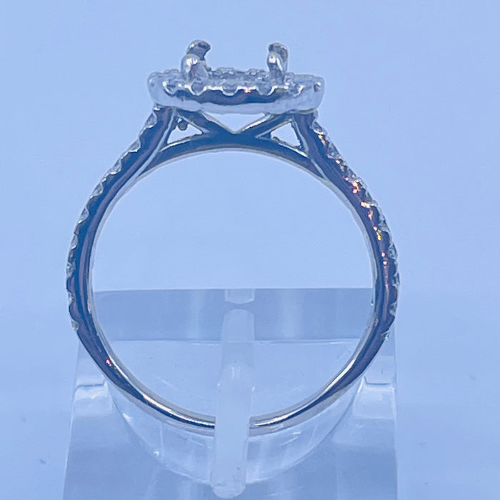 14kt White Gold Diamond halo Mounting for 6.5mm