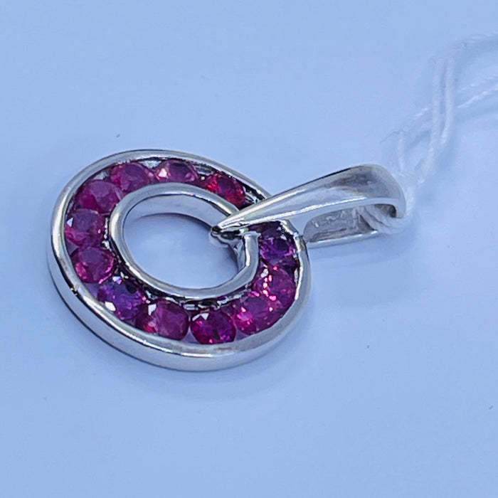 Sterling Silver Pink Sapphire Circle pendant