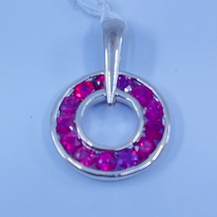 Sterling Silver Pink Sapphire Circle pendant