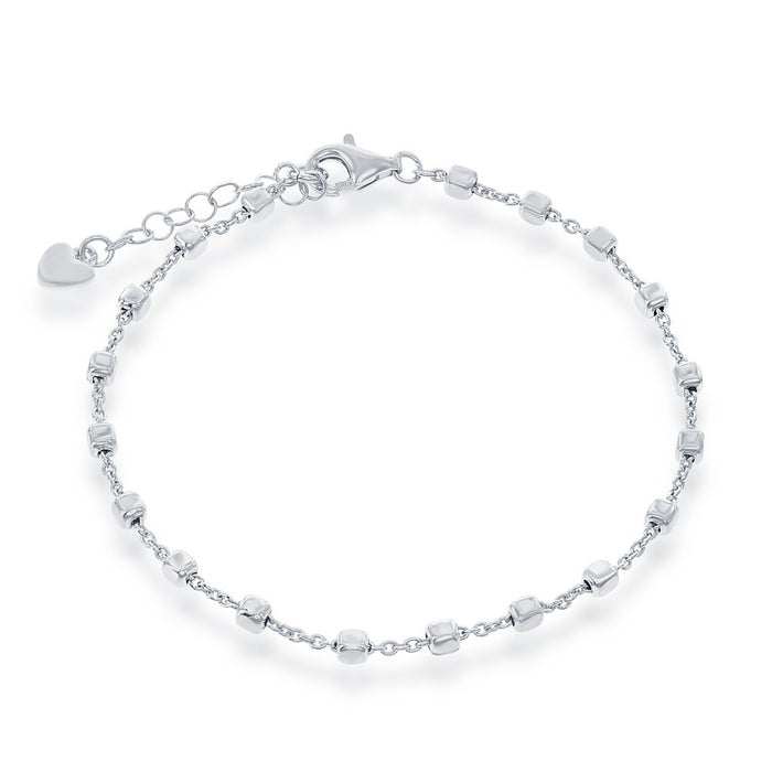 Sterling Silver Small Square Bead Bracelet