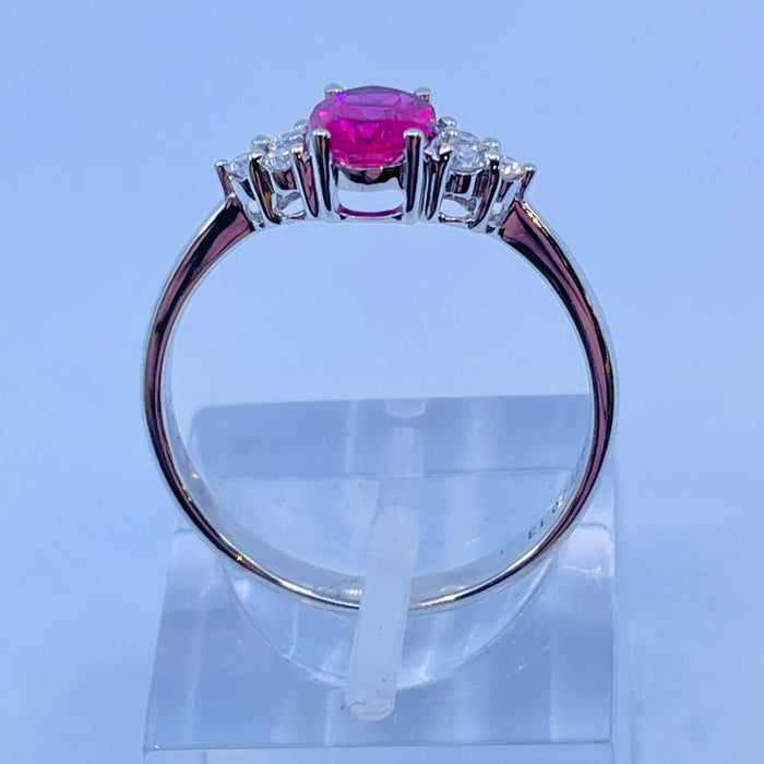 14kt White Gold .77ct Pink Tourmaline and .13ctw diamond Ring