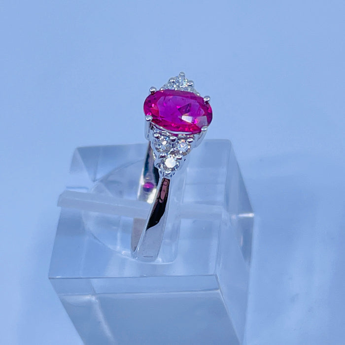 14kt White Gold .77ct Pink Tourmaline and .13ctw diamond Ring