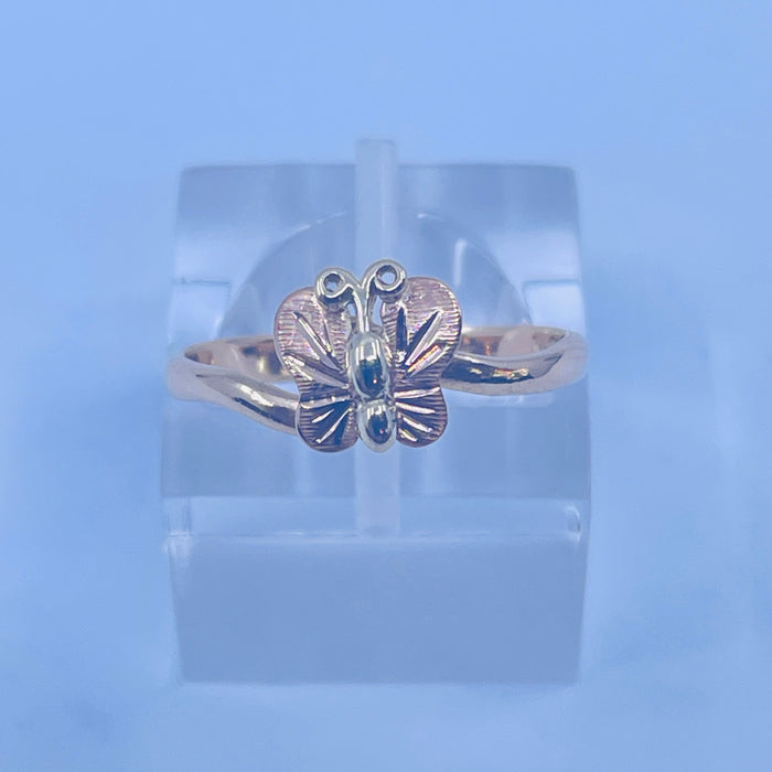 10kt Tricolor Gold Butterfly Ring
