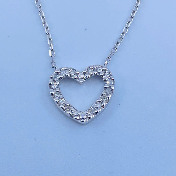 14kt White Gold Diamond Open heart Pendant