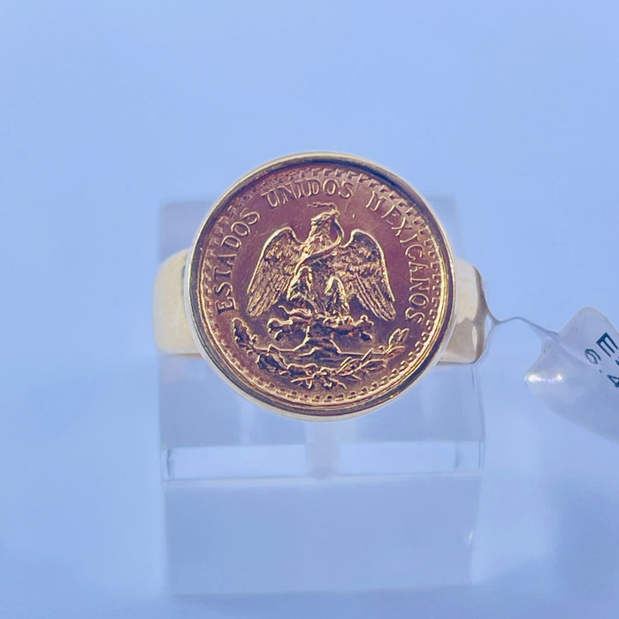 14kt signet ring with 1945 Dos Pesos coin