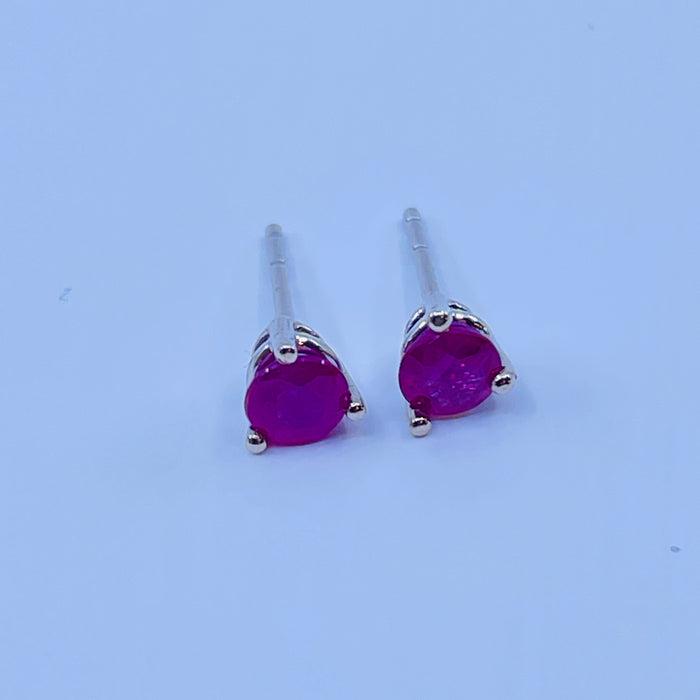 14kt White Gold 4.0mm Ruby Stud Earrings