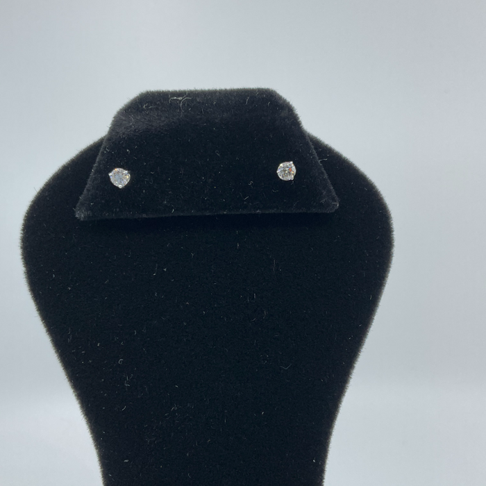14kt White gold .46ctw J/K SI2 Martini set round brilliant diamond stud Earrings