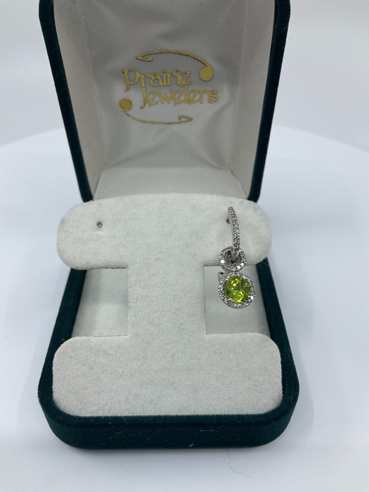 14kt White gold Peridot and diamond earrings