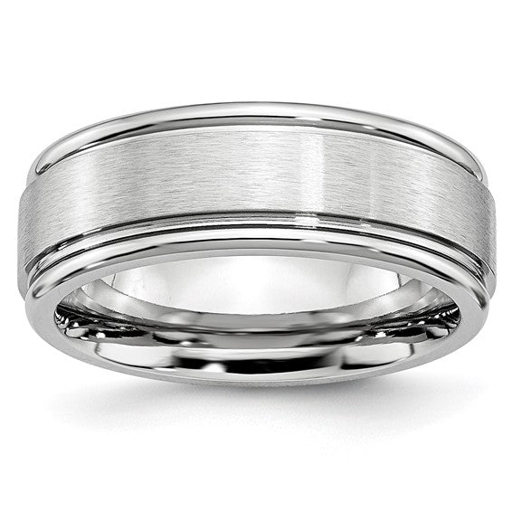 Cobalt Satin and Polished Ridged Edge 8mm Band size 10