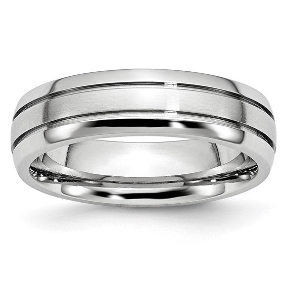 Cobalt Polished and Satin Grooved 6mm Band size 11
