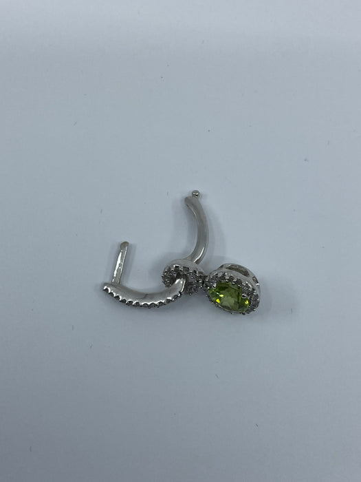 14kt White gold Peridot and diamond earrings