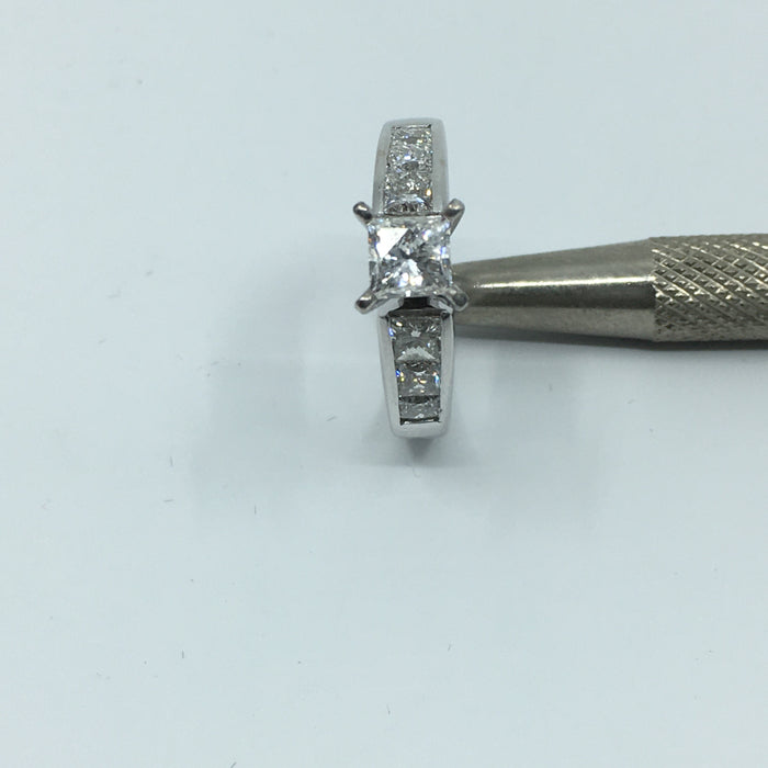 14kt White Gold 7 Princess cut Diamond Engagement ring