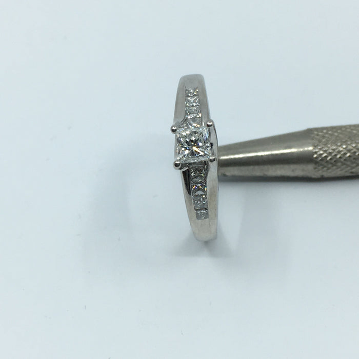 14k White Gold Princess Cut Engagement Ring