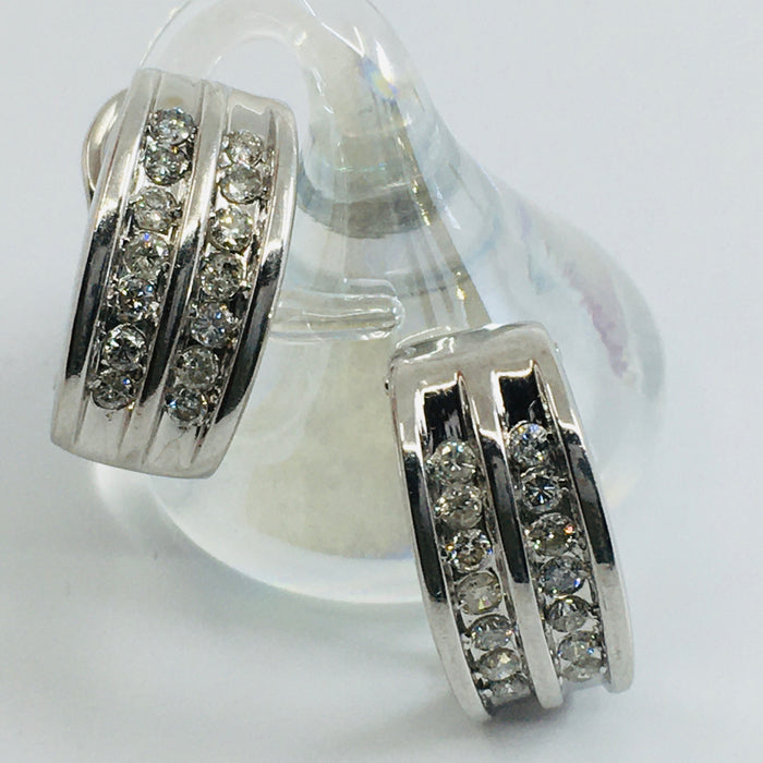 14kt White gold .75ctw Diamond hoop earrings