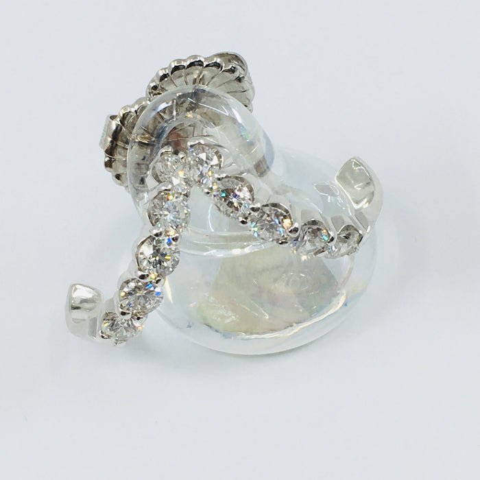 14k White gold Diamond half hoop diamond earrings