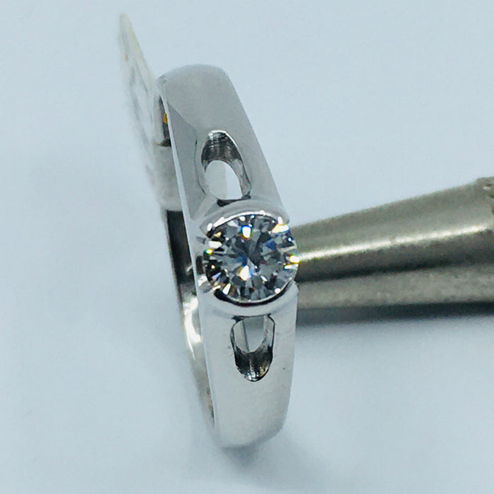 14k White gold round brilliant solitaire engagement ring.