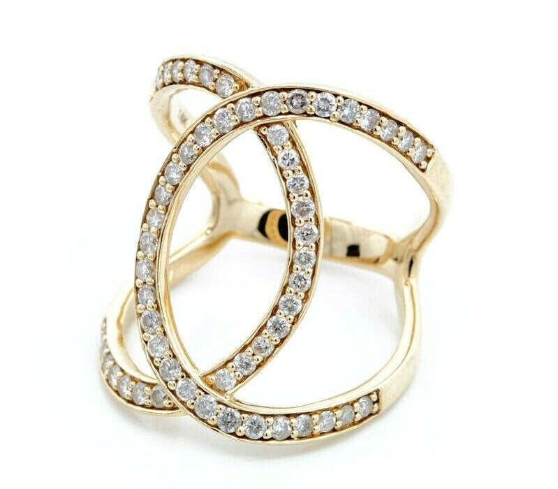 14kt Yellow Gold negative space approx .85ctw diamond ring