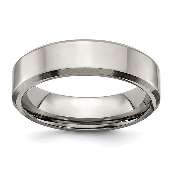 Titanium Brushed and Polished 6mm Beveled Edge Band size 10.5